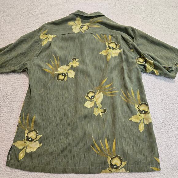 Tommy Bahama Men's Silk Orchid Print Aloha Hawaiian Camp Shirt Size L Tropical - Picture 8 of 12